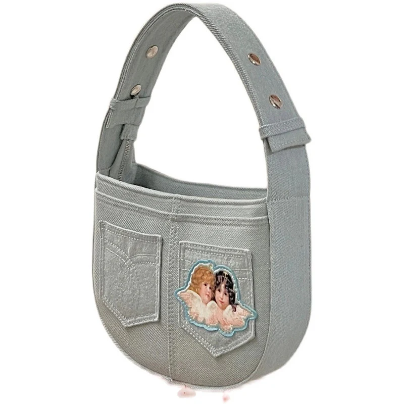 Angel Embroidered Denim Tote   HA1135 - Image 6