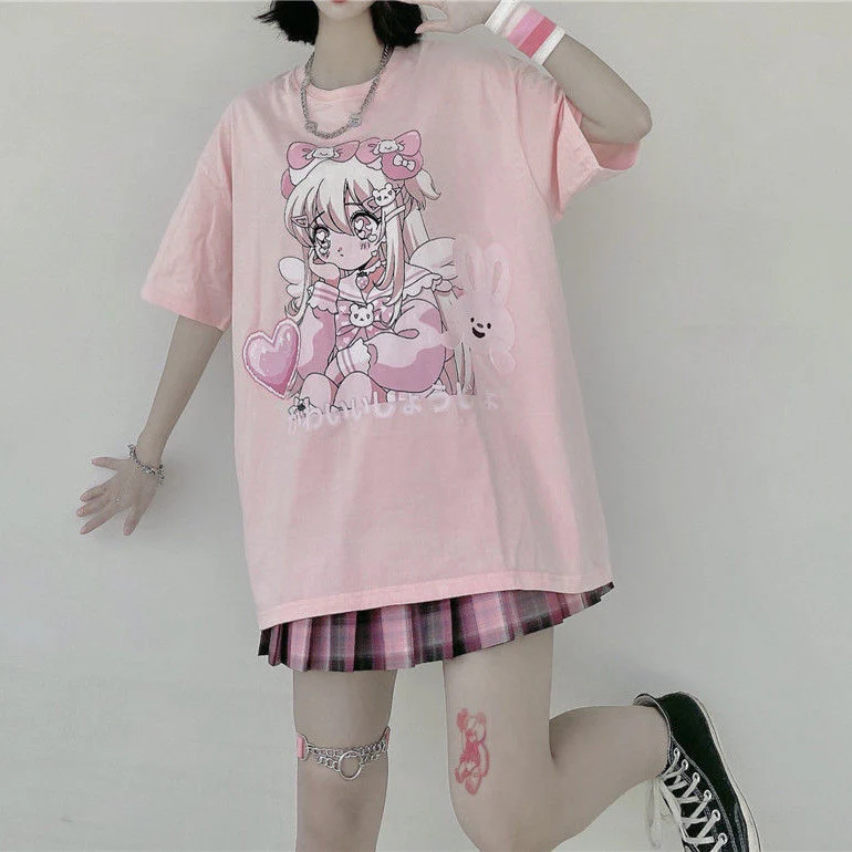 Anime Cotton Short Sleeve T-Shirt    HA0730 - Image 3