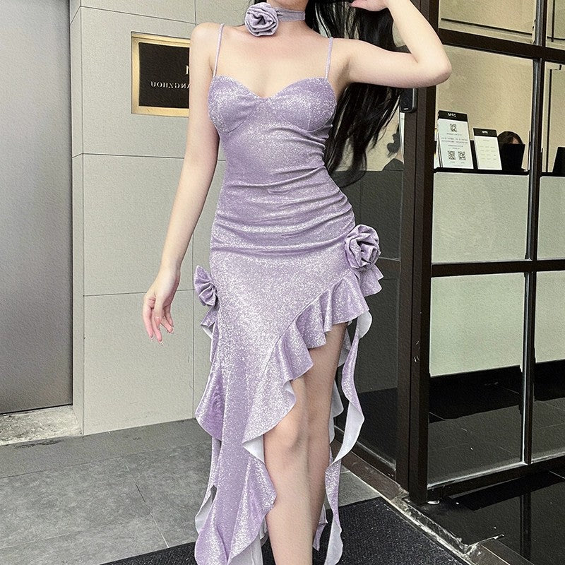 Backless Slit Sexy Purple Dress   HA2020 - Image 2