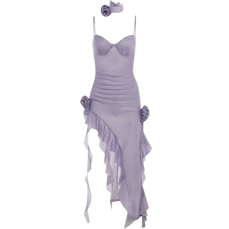 Backless Slit Sexy Purple Dress   HA2020 - Image 5