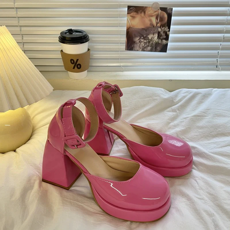 Barbie pink high heel leather shoes   HA1979 - Image 3