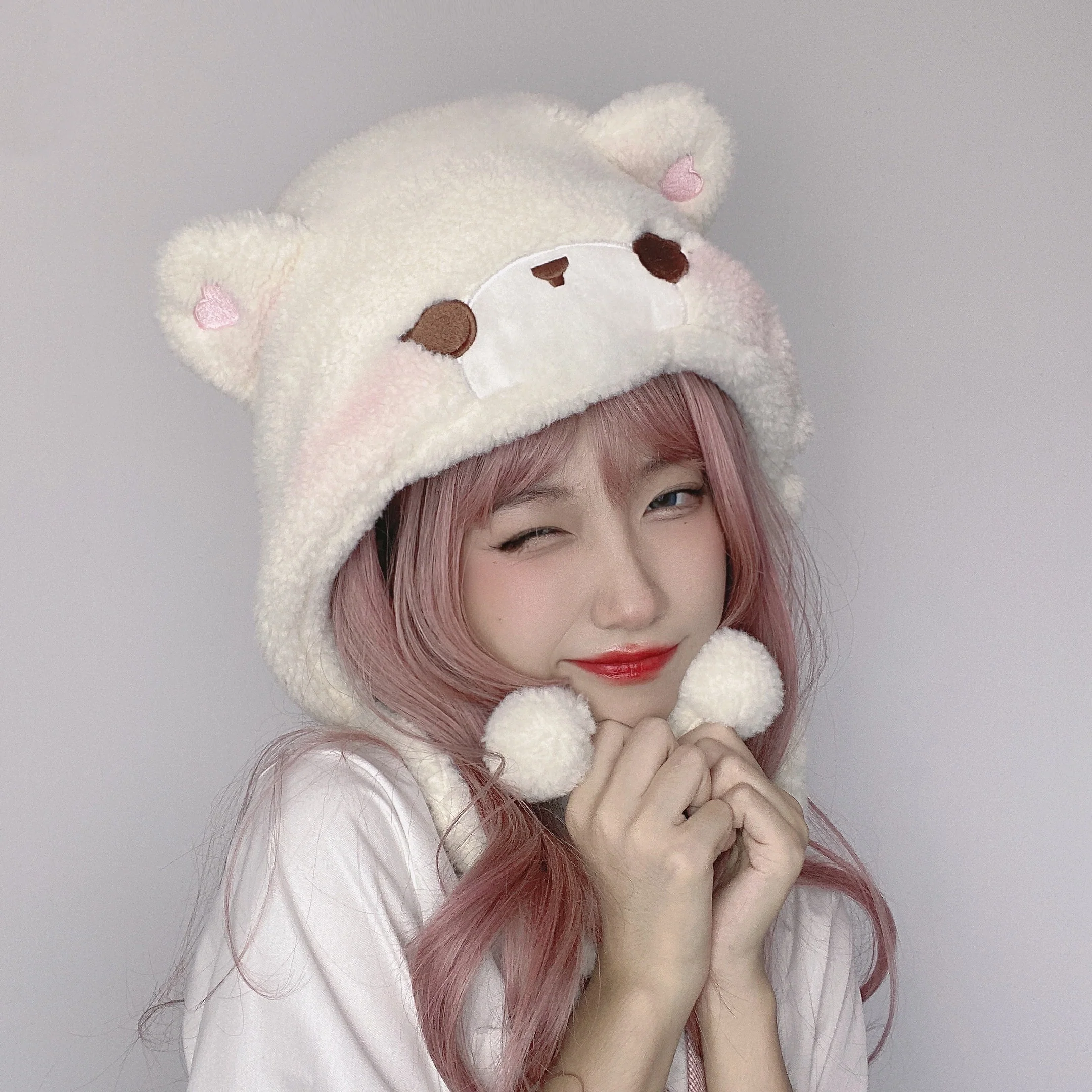 Bear ears plush hat   HA1221 - Image 3