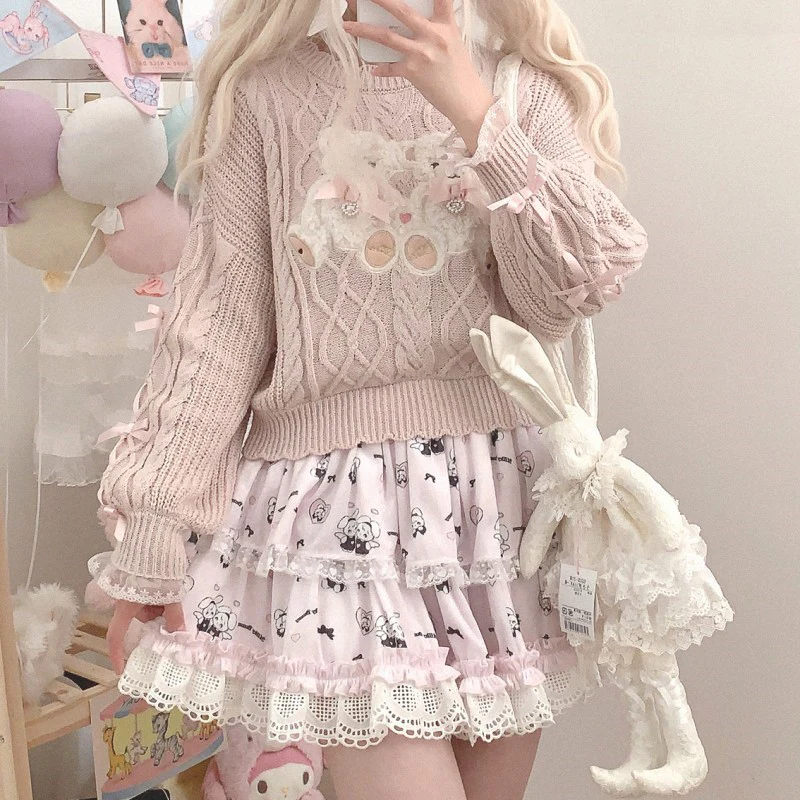 Bear Plush Bow Knot Sweater   HA1527 - Image 2
