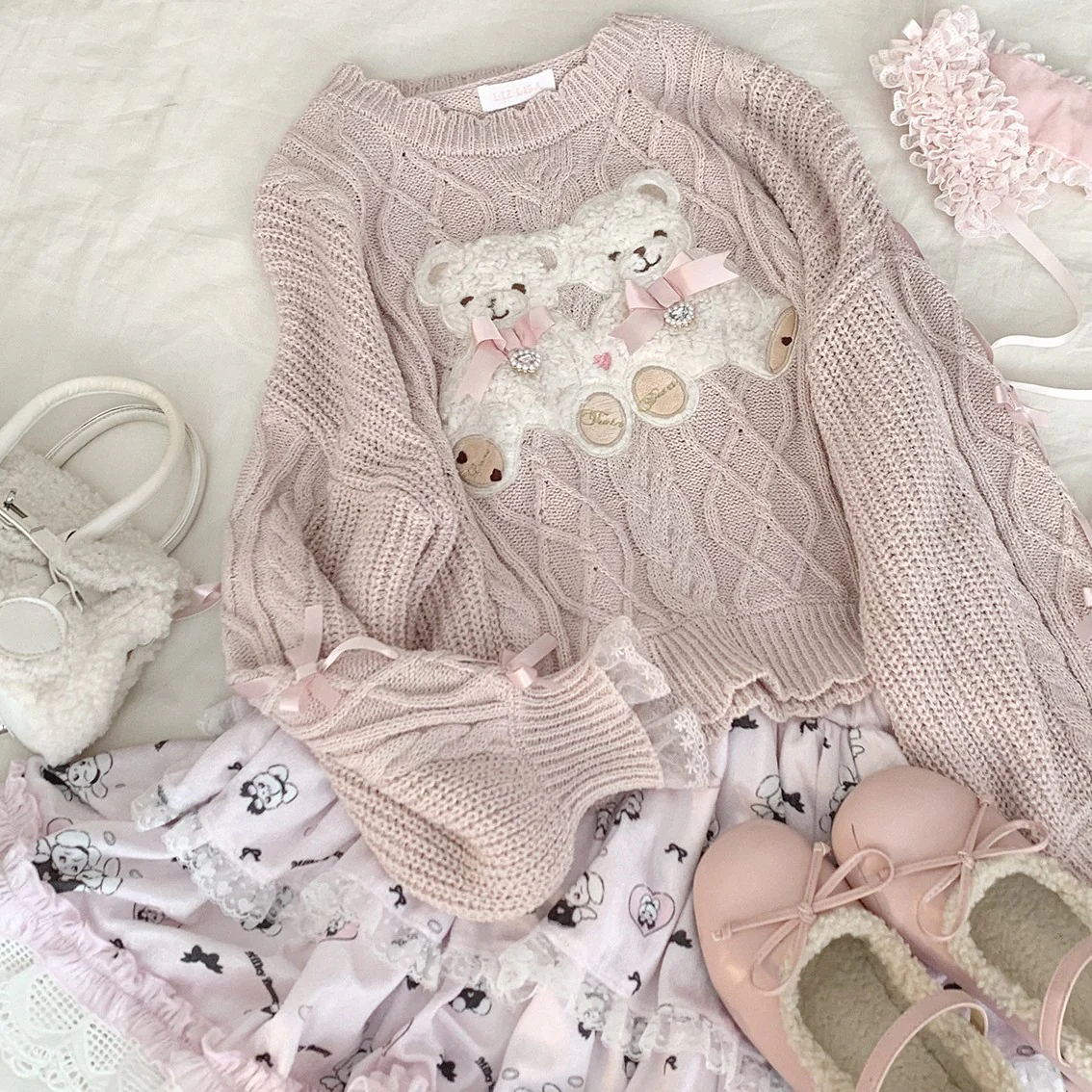 Bear Plush Bow Knot Sweater   HA1527 - Image 3