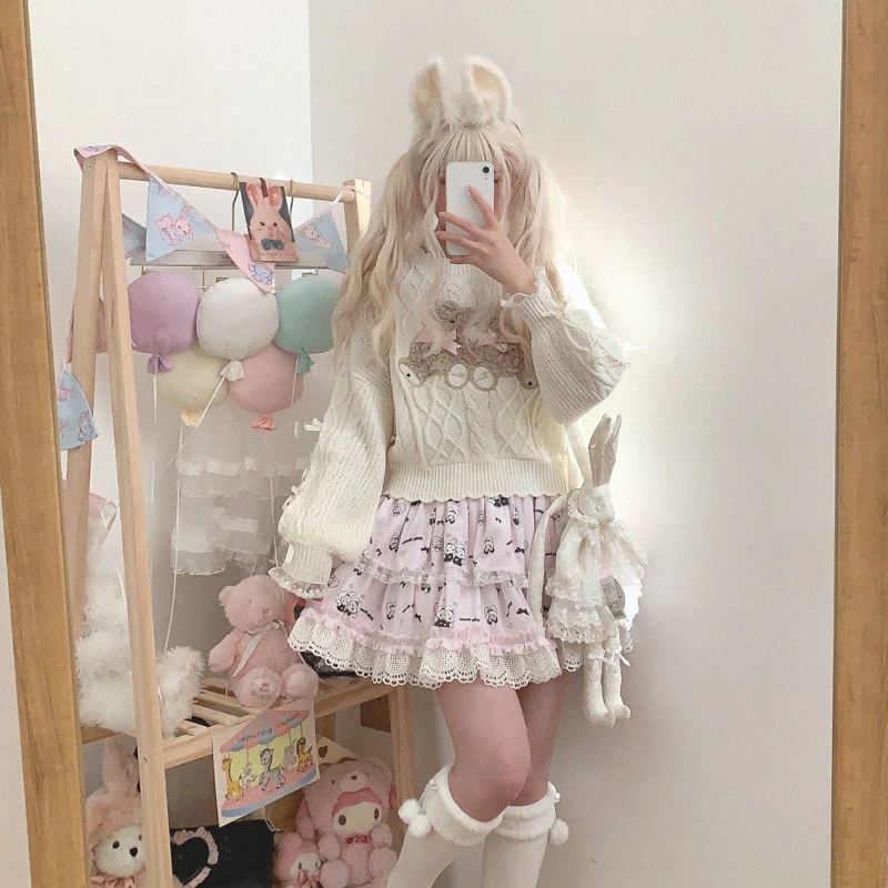 Bear Plush Bow Knot Sweater   HA1527 - Image 4