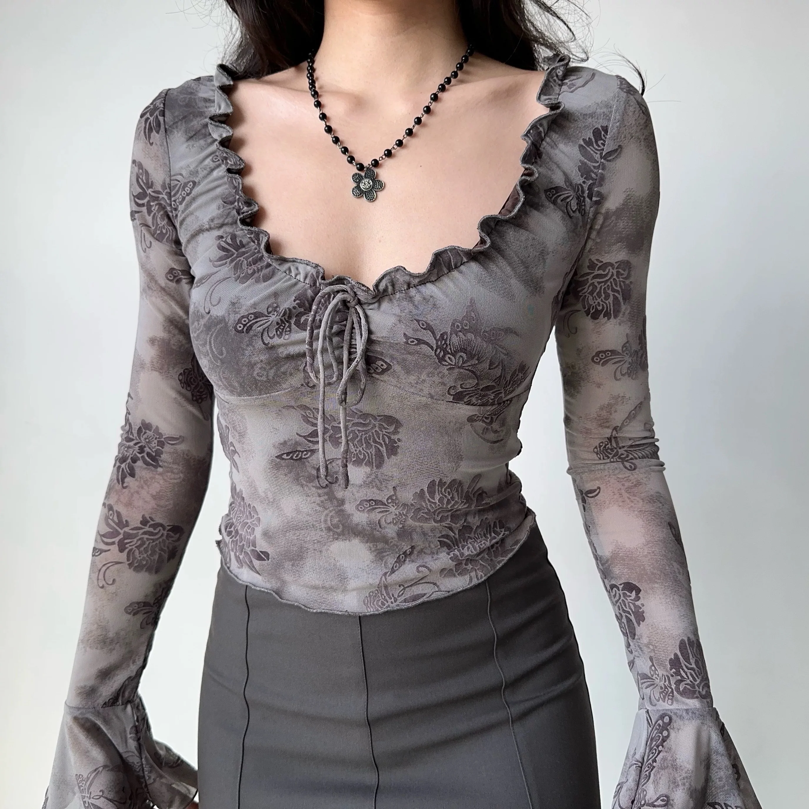 Bell Sleeve Slim Fit Top HA29699 - Image 3
