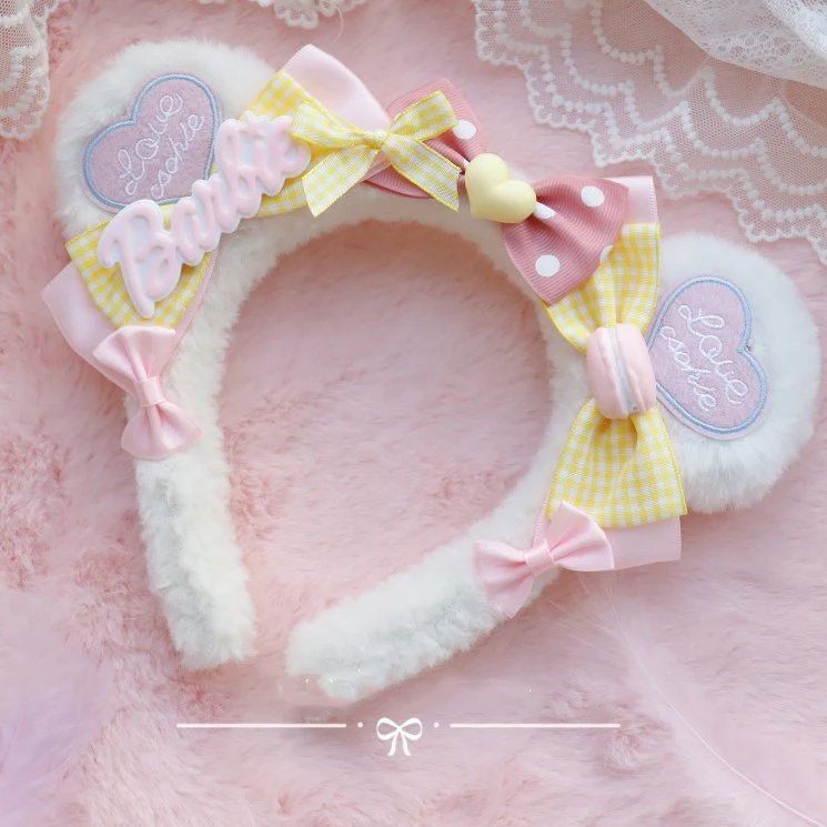 Big Bear Ear Heart Embroidery Headband   HA0618 - Image 3