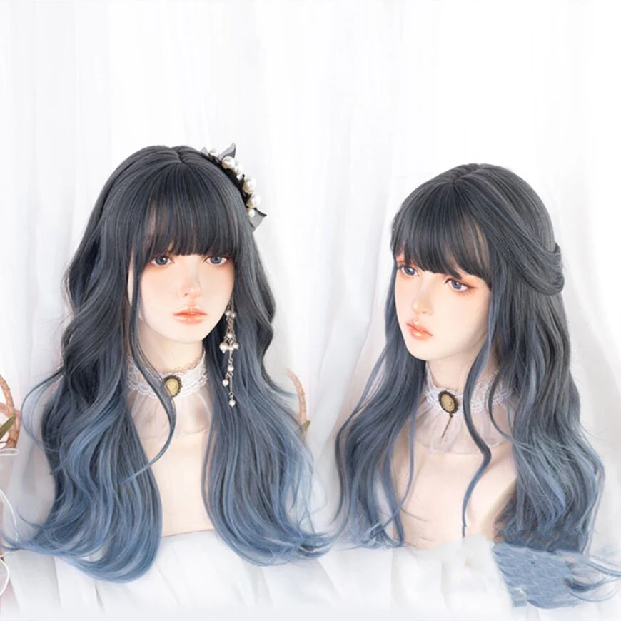 Big blue wavy curly hair HA0047 - Image 3
