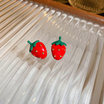 Big Pink Bow Strawberry Earrings   HA1969 - Image 6
