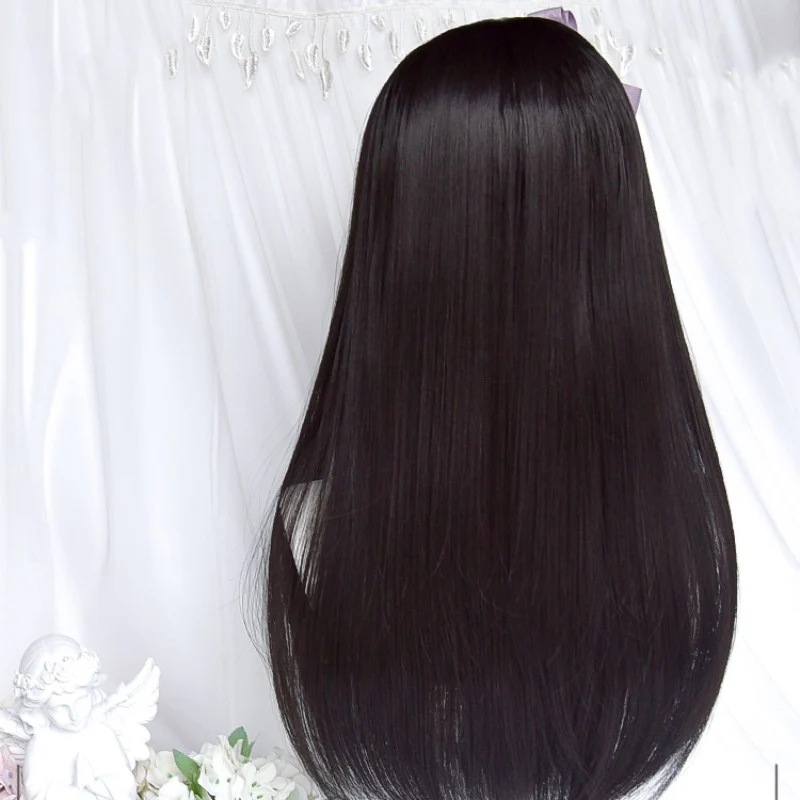 Black and purple color matching long straight wig HA1443 - Image 4
