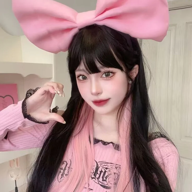 Black Brown Highlighted Rose Pink Long Straight Hair HA1621 - Image 5
