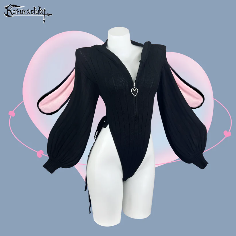 Black bunny ear Bodysuit KO64-B - Image 6