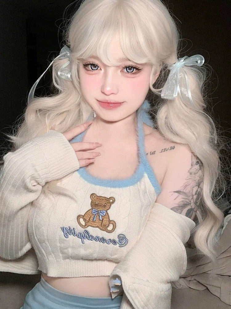 Blonde wavy long curly wig HA2380 - Image 3