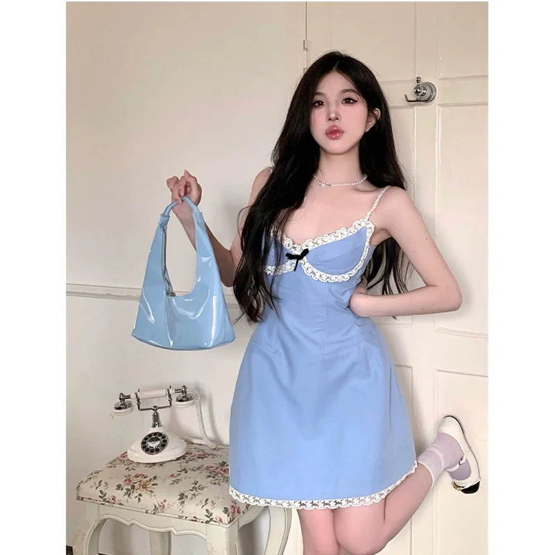 Blue Bow Slip Dress HA1885 - Image 3