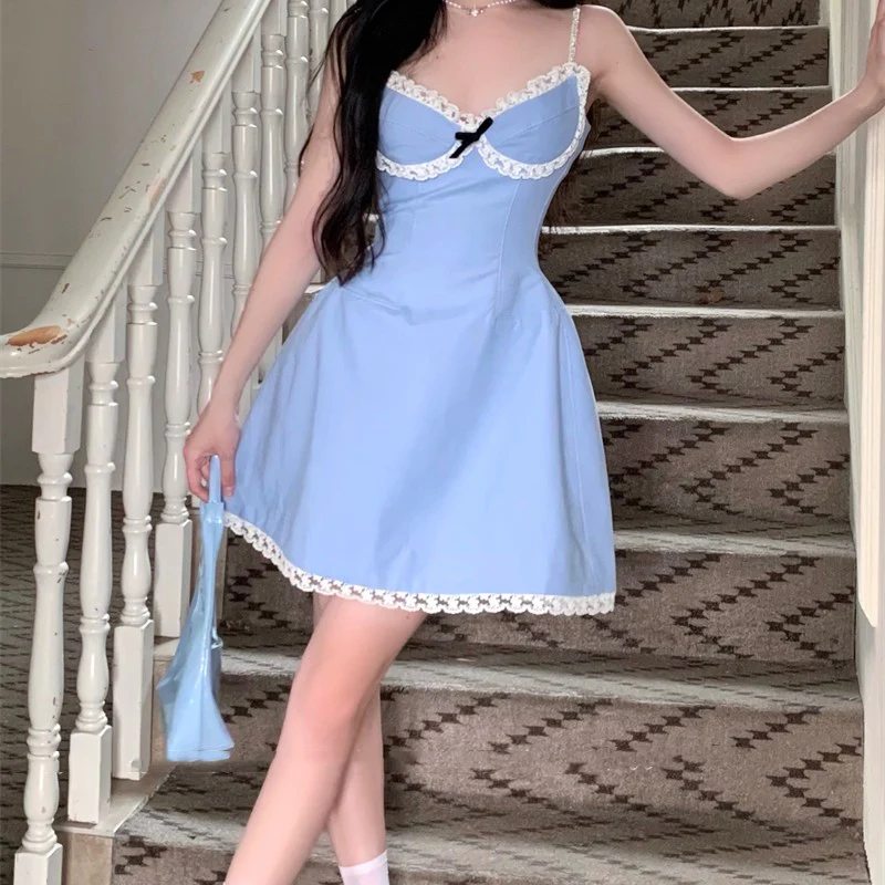 Blue Bow Slip Dress HA1885 - Image 4