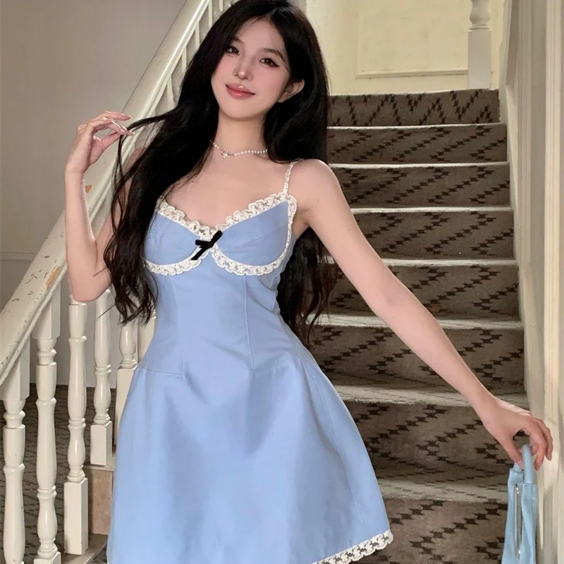 Blue Bow Slip Dress HA1885 - Image 6