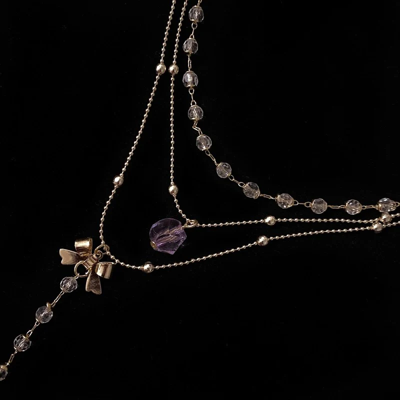 Bow crystal necklace HA1326 - Image 4
