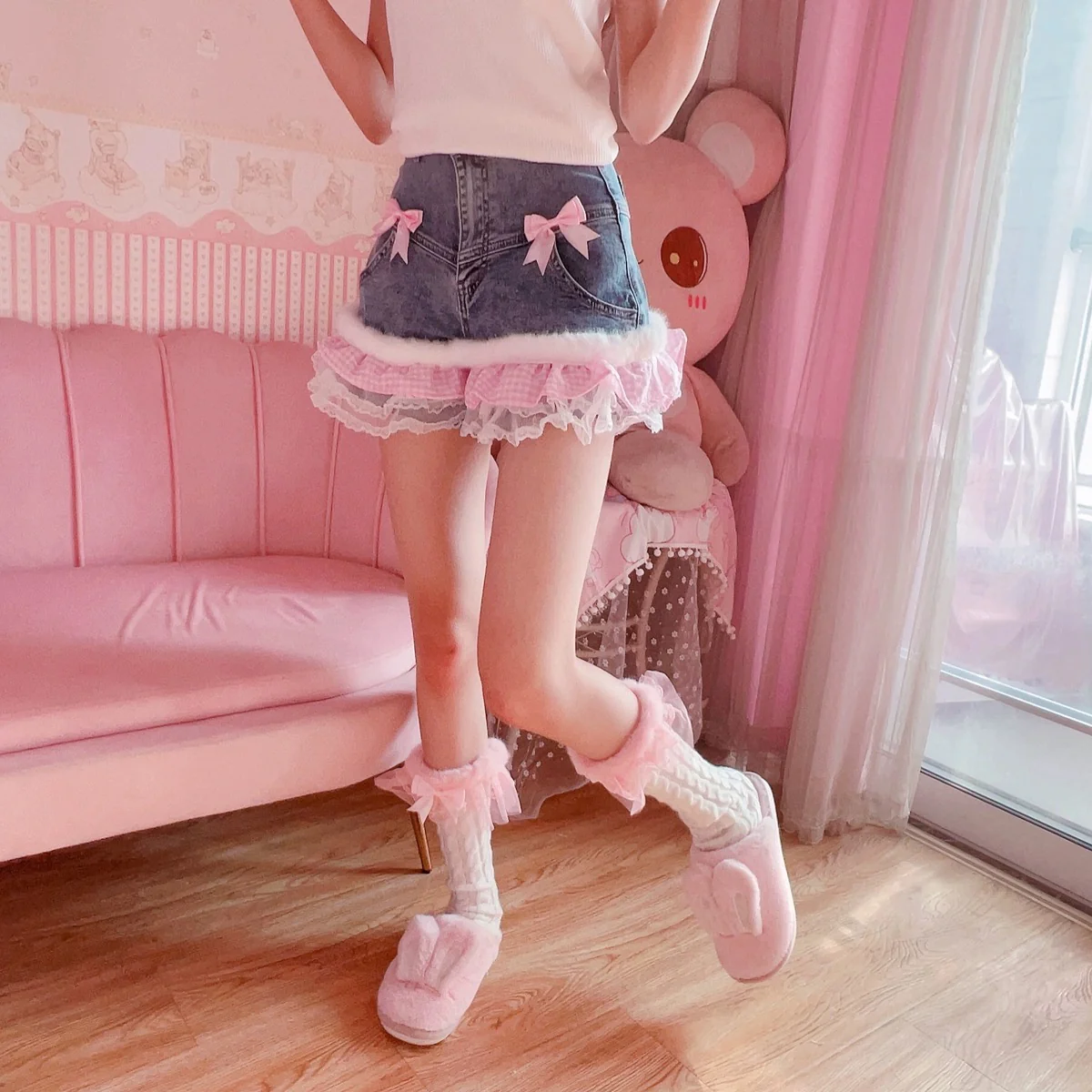 Bow denim shorts HA2383 - Image 2