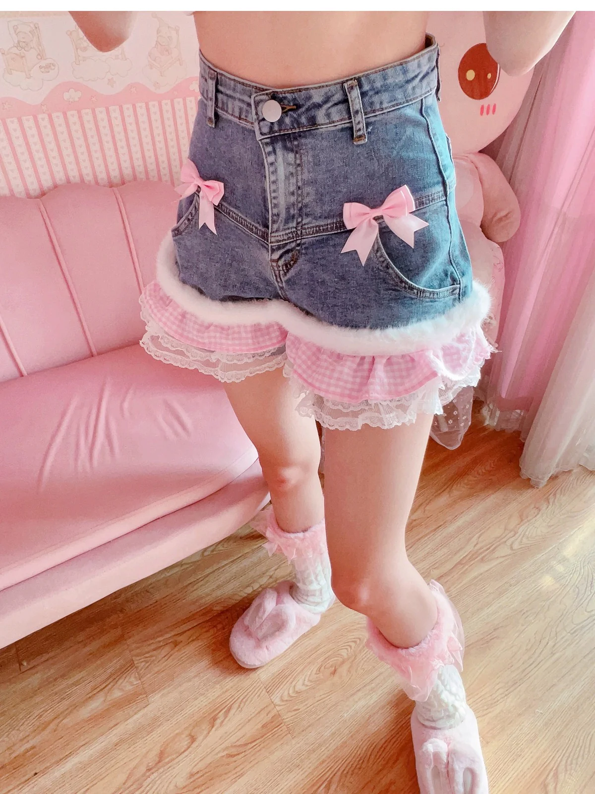 Bow denim shorts HA2383 - Image 3
