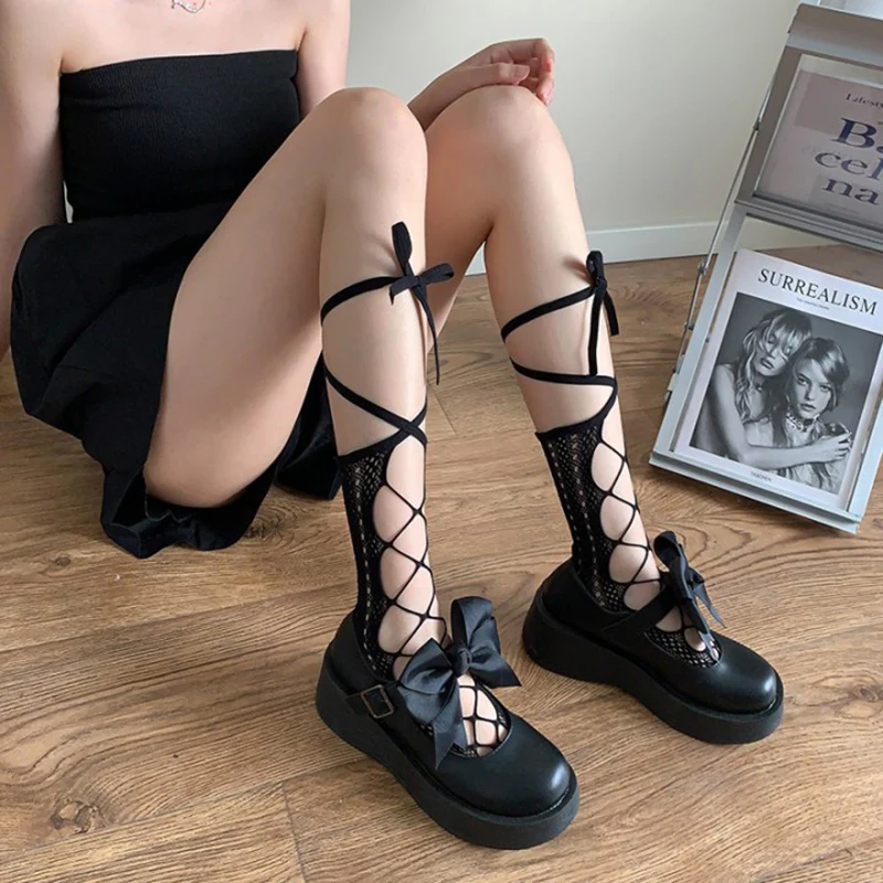 Bow fishnet socks HA0846 - Image 3