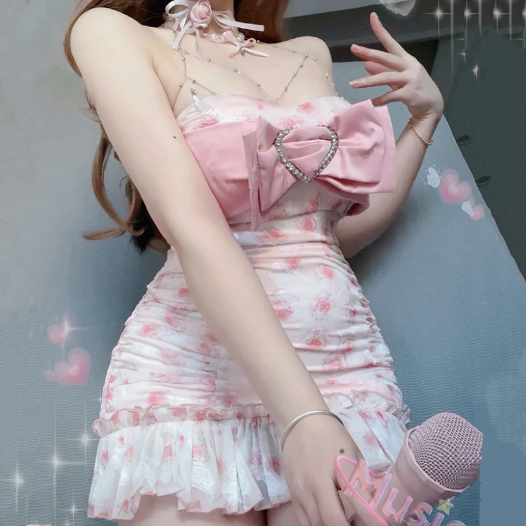 Bow Floral Slip Dress HA2192 - Image 2