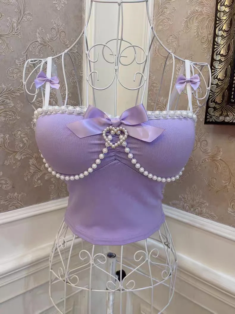 Bow Heart Pearl Tank Top HA2984 - Image 2