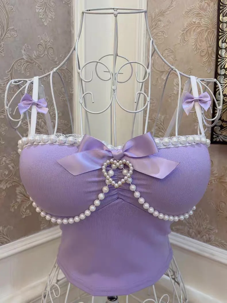 Bow Heart Pearl Tank Top HA2984 - Image 8