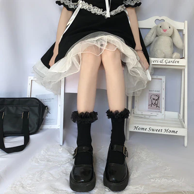 Bow knot cute lace mid tube socks   HA0756 - Image 10