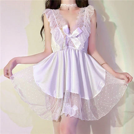 Bow knot home v-neck suspender nightdress    HA0891 - Image 5