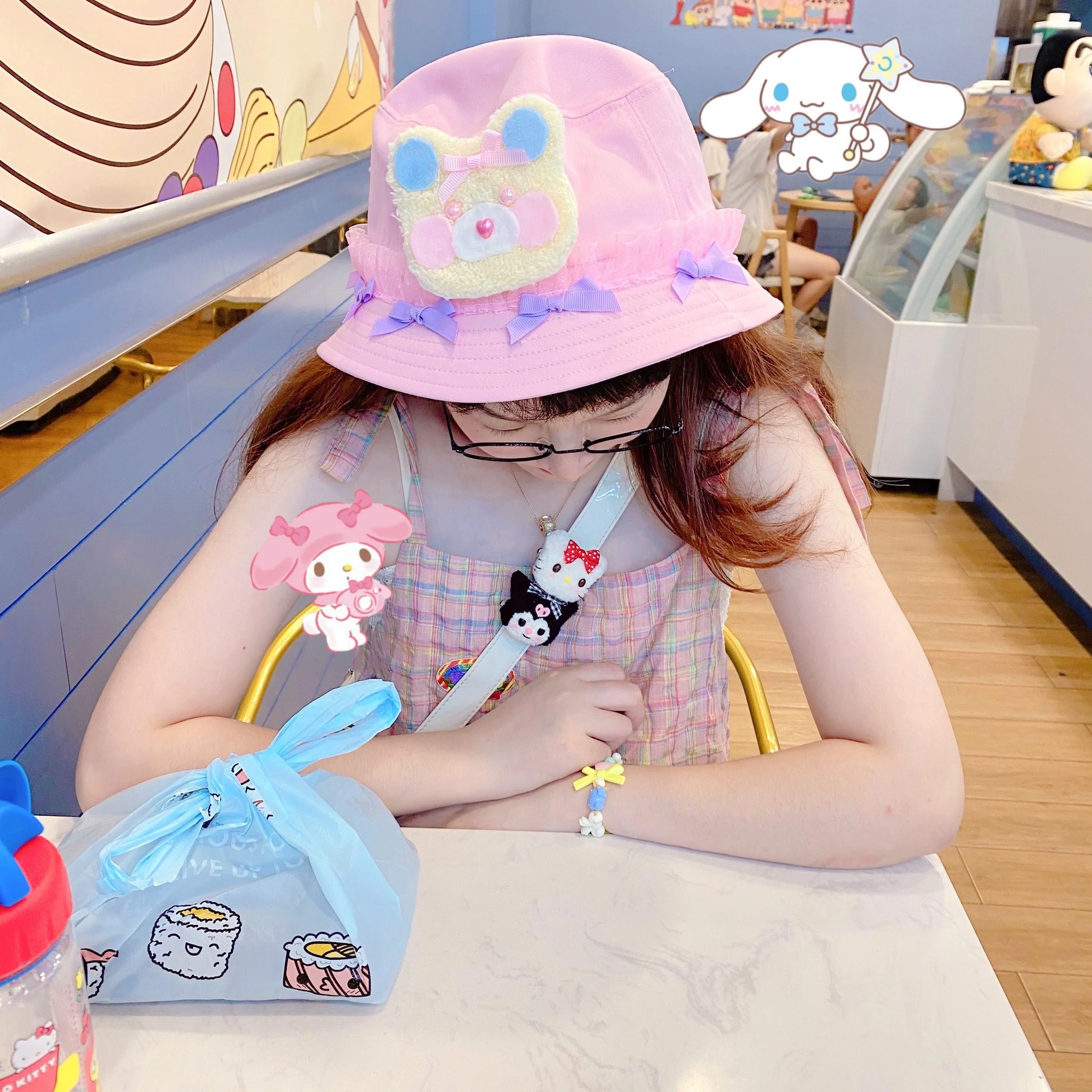 Bow Lace Pink Hat  HA0751 - Image 3