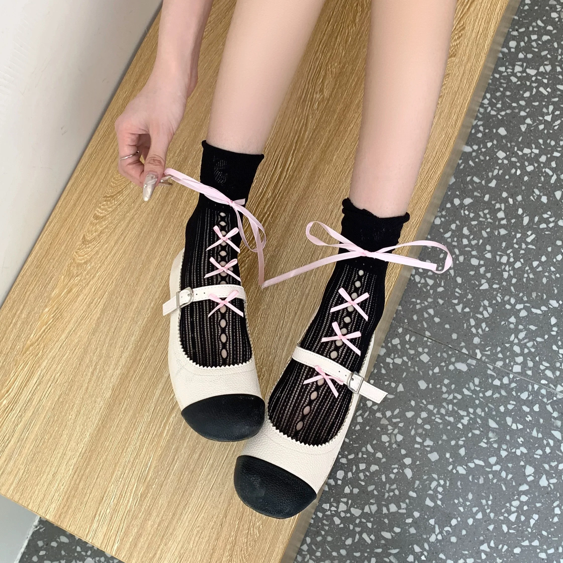 Bow mid-calf socks HA2359 - Image 12