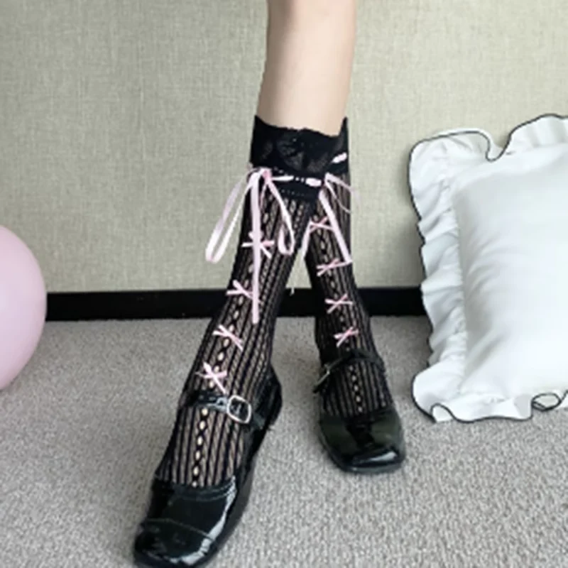 Bow mid-calf socks HA2359 - Image 7