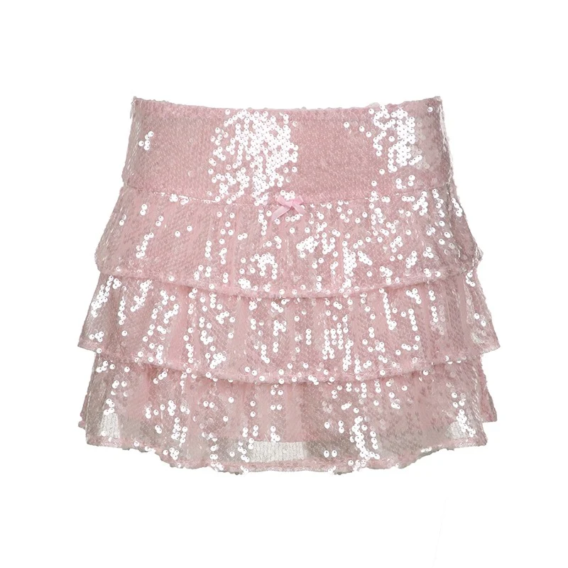 Bow sequined pleated skirt HA2355 - Image 5