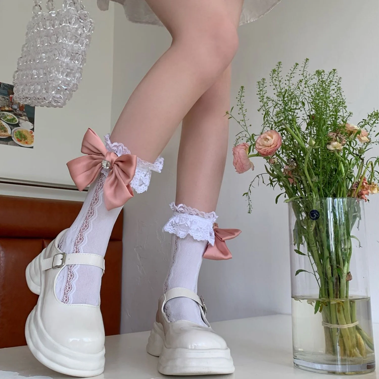 lace Bow socks   HA1587 - Image 3