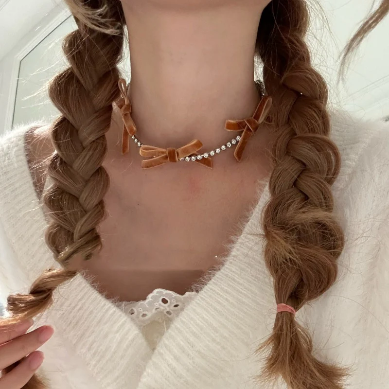 Bow zircon necklace clavicle chain HA1597 - Image 4