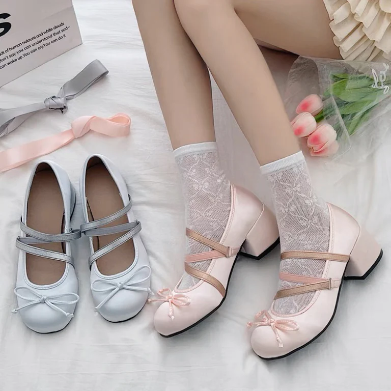 Bowknot Cross Strap Chunky Heels   HA2200 - Image 2