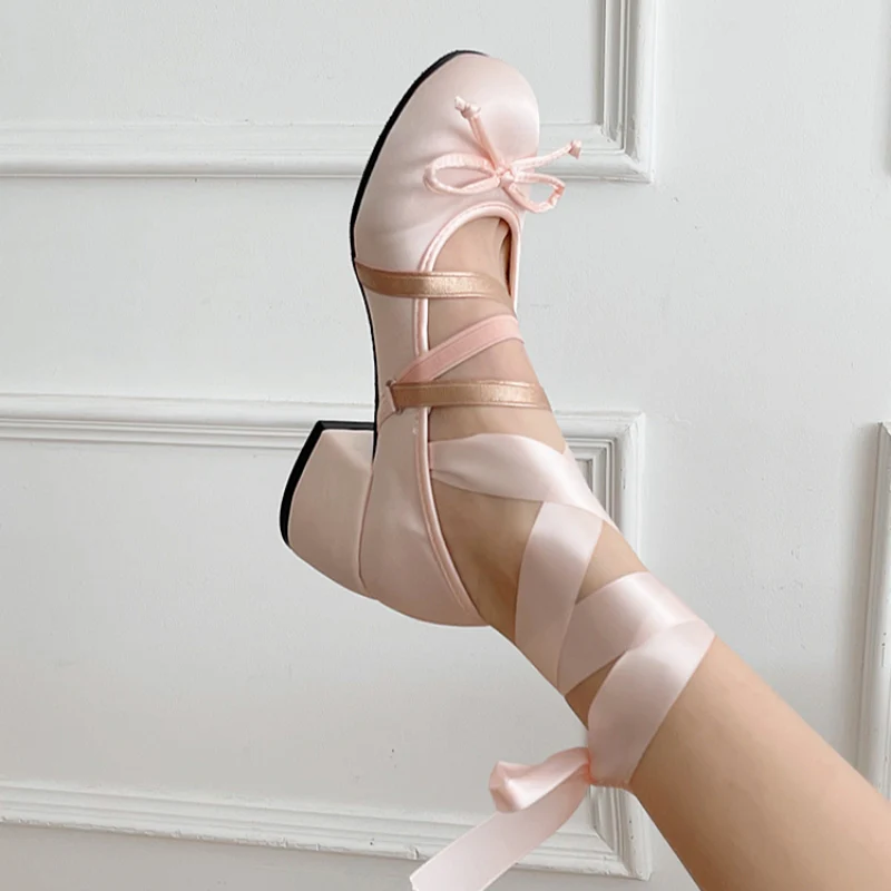 Bowknot Cross Strap Chunky Heels   HA2200 - Image 3