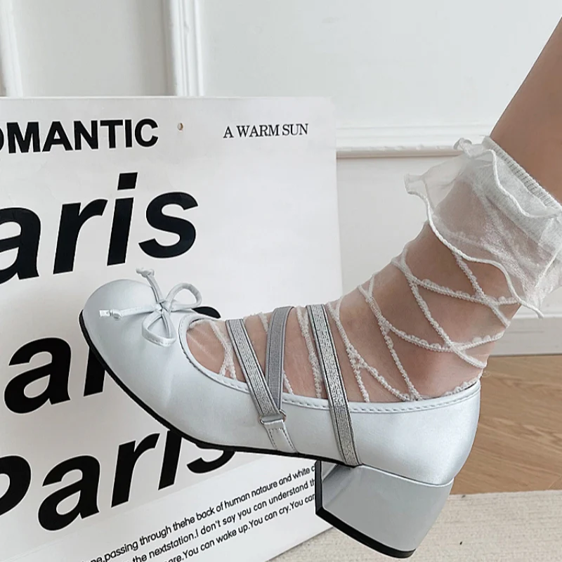 Bowknot Cross Strap Chunky Heels   HA2200 - Image 4