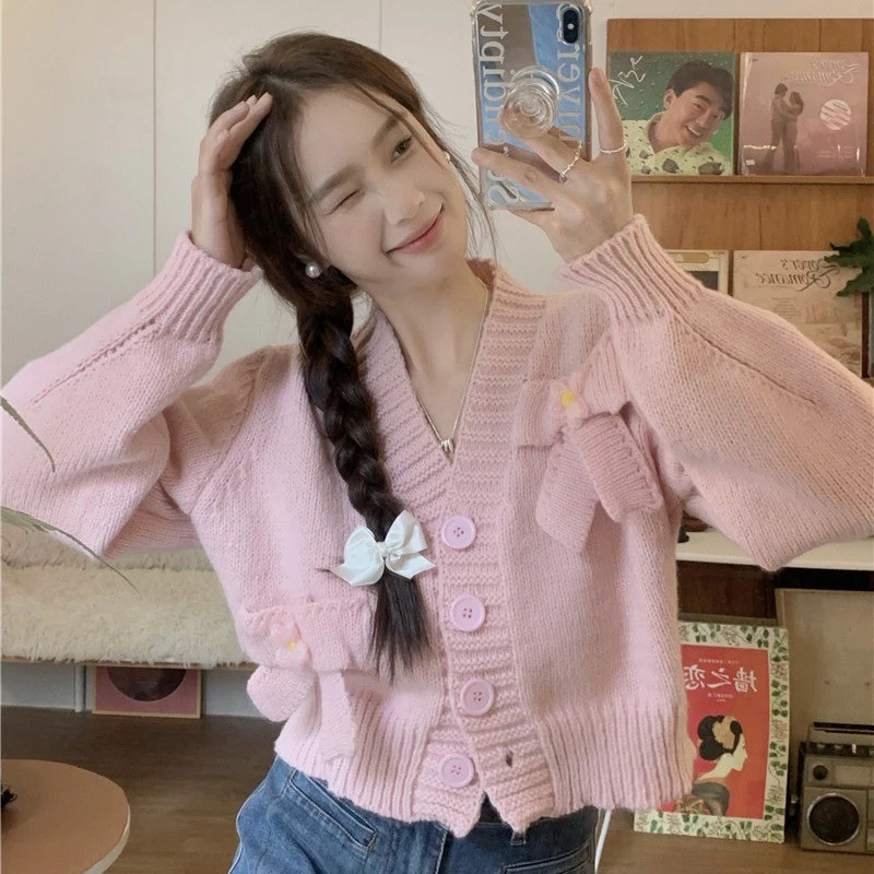 Bowknot v-neck sweater   HA1324 - Image 2