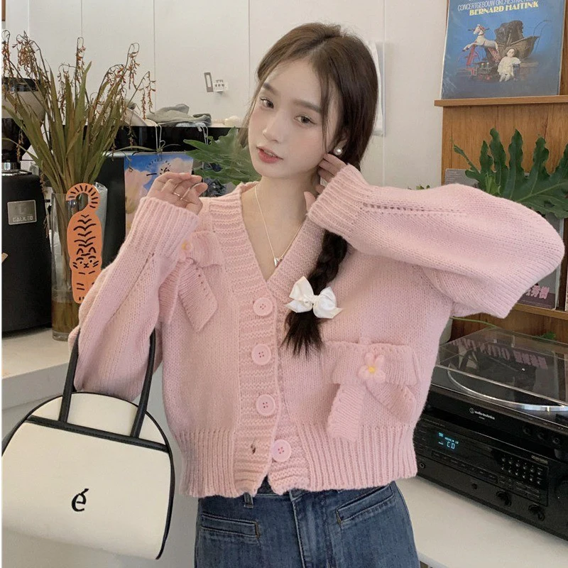 Bowknot v-neck sweater   HA1324 - Image 5