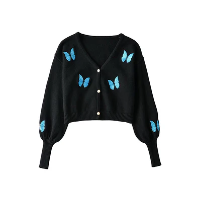Butterfly Embroidered Cardigan Bag Dress Two-Piece Set    HA1401 - Image 8