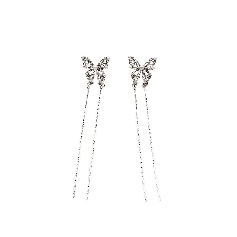 Butterfly Long Tassel Chain Earrings   HA1882 - Image 5