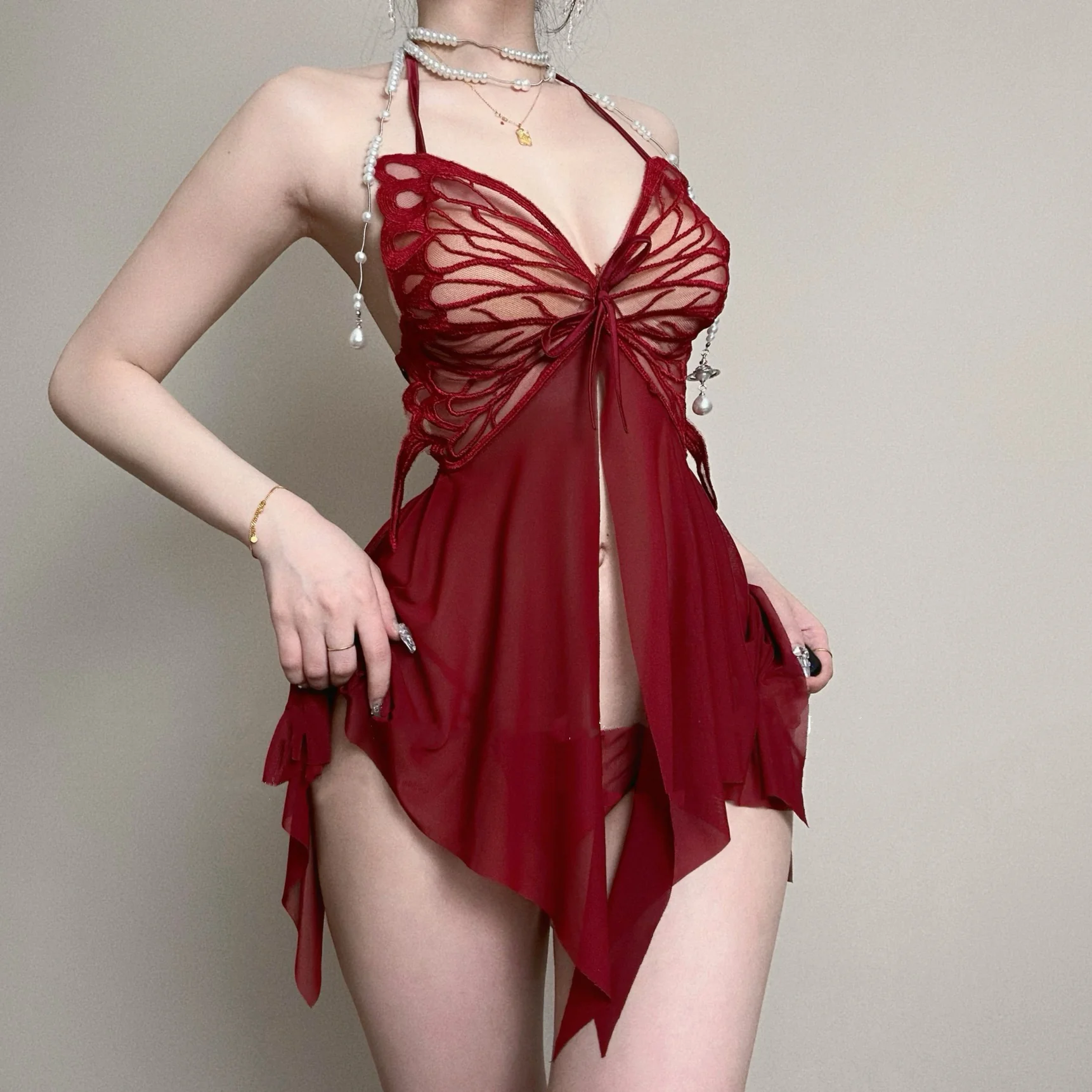 Butterfly Mesh Dress HA2194 - Image 2
