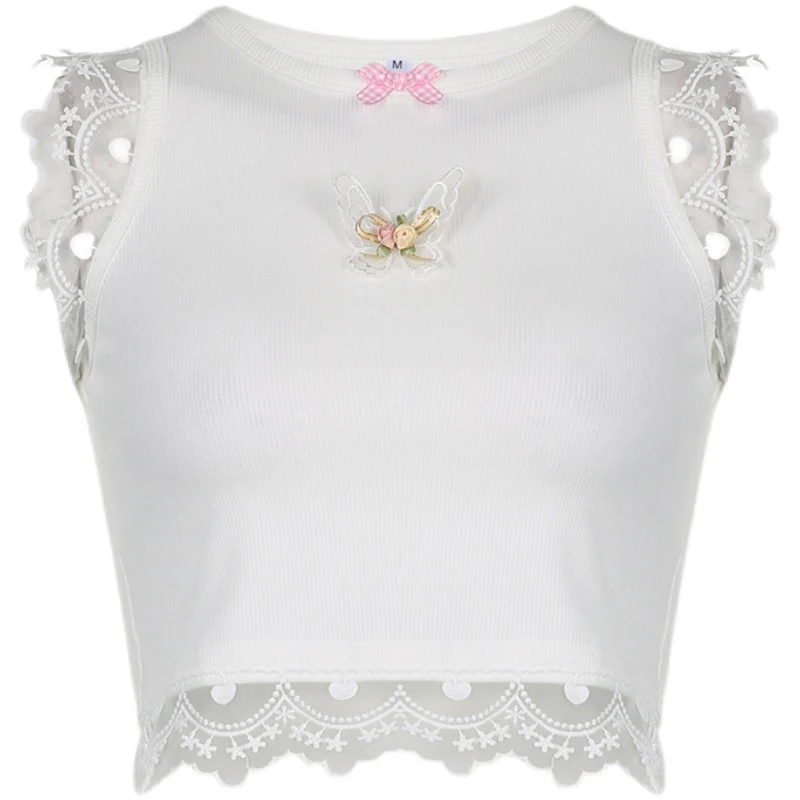 Butterfly three-dimensional white vest  HA0639 - Image 2