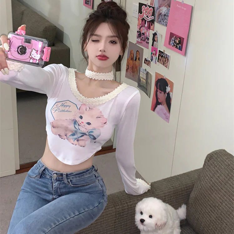 Cat cat T-shirt   HA1220 - Image 3