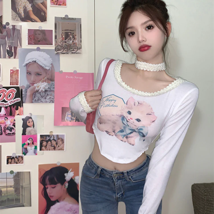 Cat cat T-shirt   HA1220 - Image 5