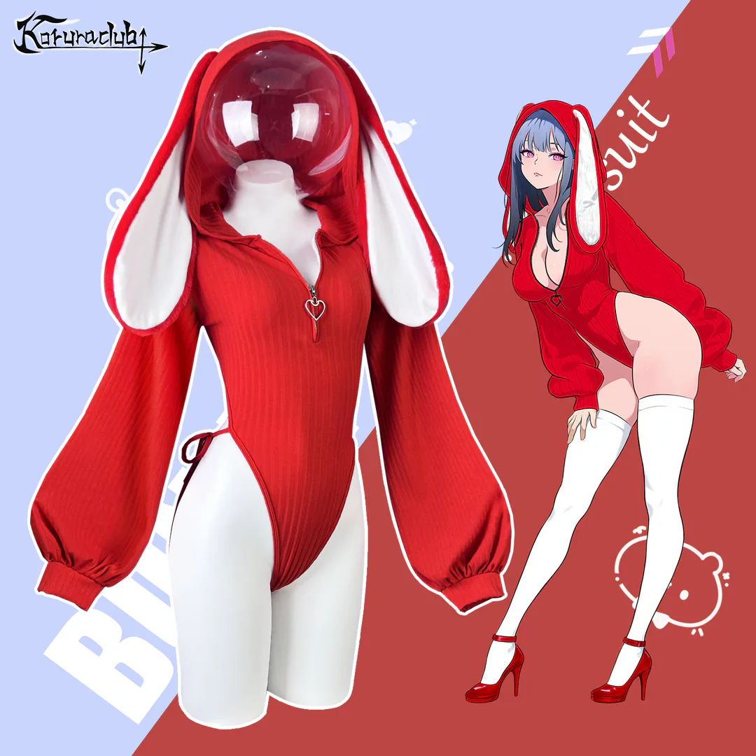Chic Grey Bunny Ear Hoodie Bodysuit KO64 - Image 10