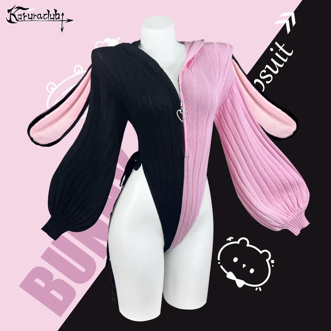 Chic Grey Bunny Ear Hoodie Bodysuit KO64 - Image 6