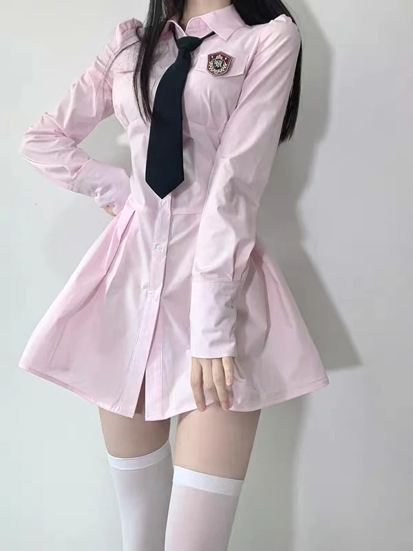 Chic long-sleeved shirt dress HA2218 - Image 3