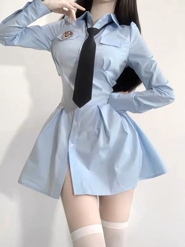 Chic long-sleeved shirt dress HA2218 - Image 4
